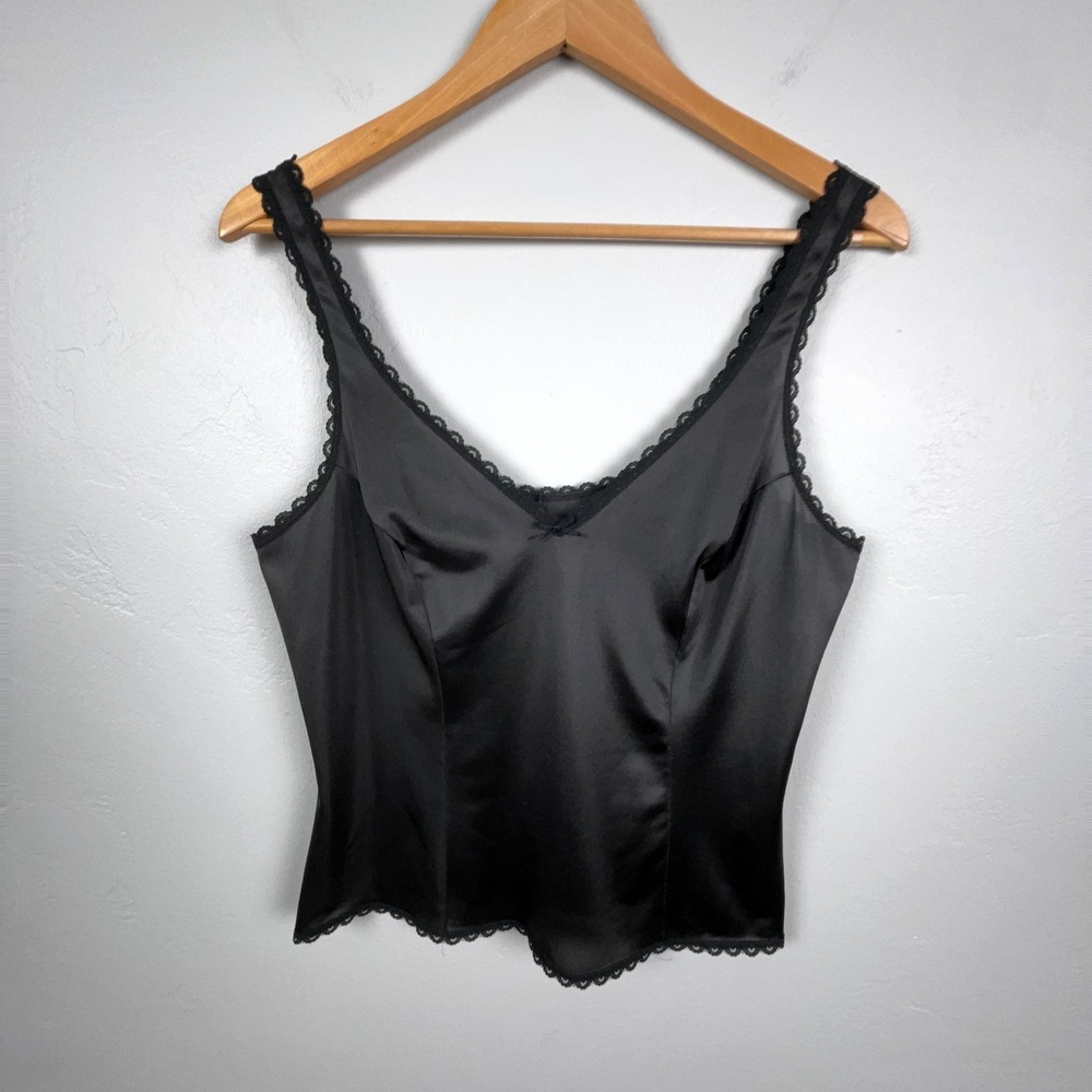 Vintage Warner's Perfect Measure Camisole Sz 36 Black Antron Lace Trim 55200 USA